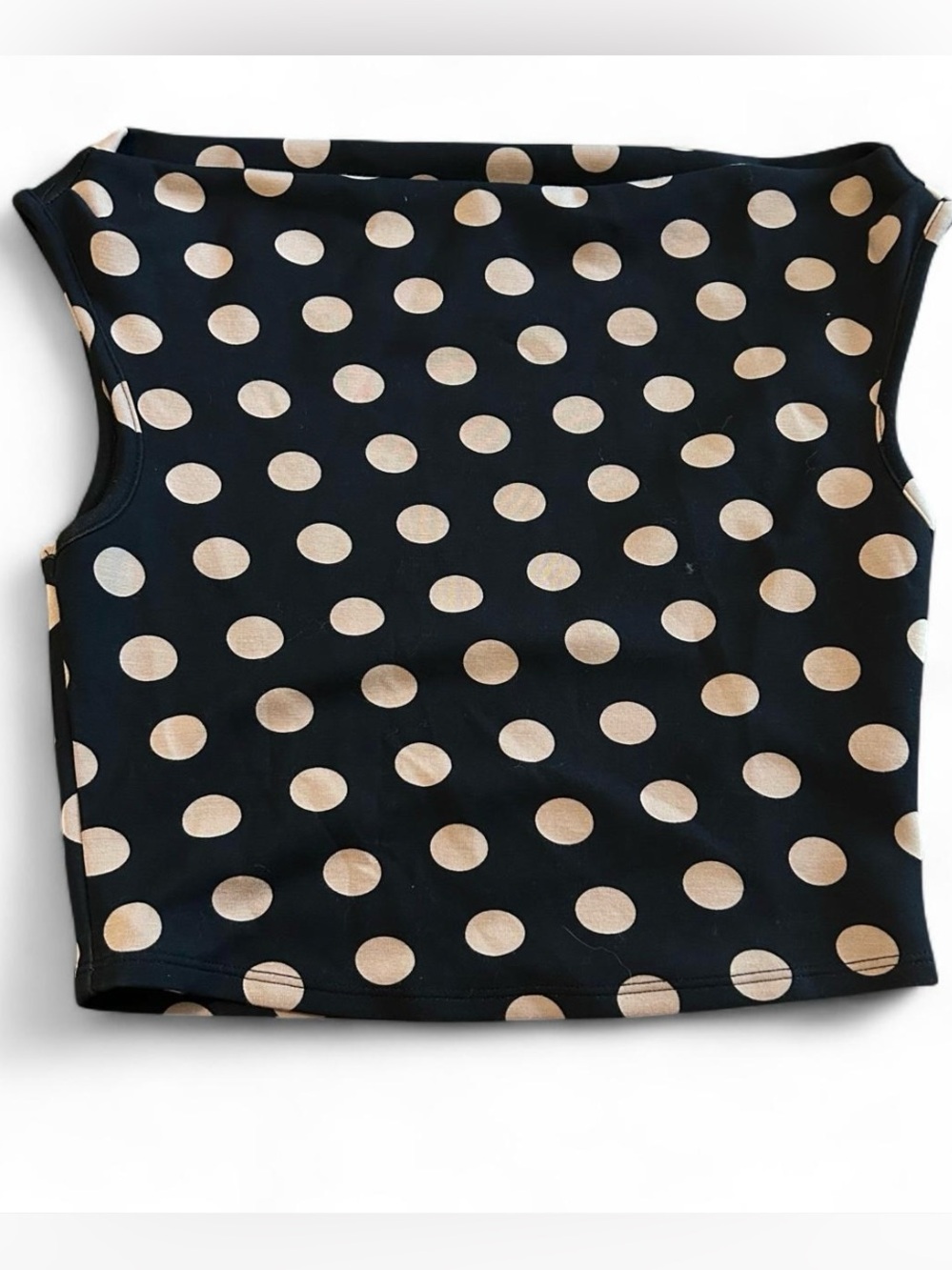 AFRM brown polka dot off the shoulder crop top
